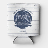 Marine Blauw Wit Rustiek Houten Riemen Familie Lak Blikjeskoeler (Voorkant)