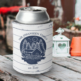 Marine Blauw Wit Rustiek Houten Riemen Familie Lak Blikjeskoeler