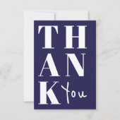Marine Blauw Wit Stijlvolle Minimalistische Bold W Bedankkaart (Voorkant)
