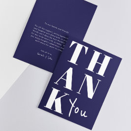 Marine Blauw Wit Stijlvolle Minimalistische Bold W Bedankkaart