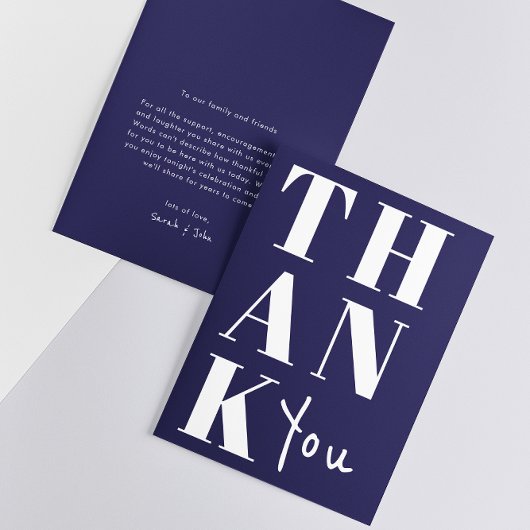 Marine Blauw Wit Stijlvolle Minimalistische Bold W Bedankkaart