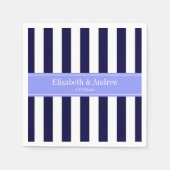 Marine Blauw Wit Streep Periwinkle Naam Monogram Servet (Voorkant)