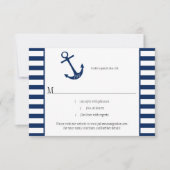 Marine Blauw Wit Strepen Anker Nautisch Thema RSVP (Voorkant)