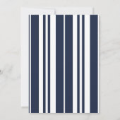 Marine Blauw Wit Strepen Kustkust bruiloft Kaart (Achterkant)