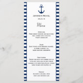 Marine Blauw Wit Strepen Nautisch Thema Menu (Voorkant)