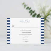 Marine Blauw Wit Strepen Nautisch Thema RSVP (Staand voorkant)