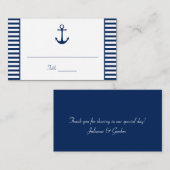 Marine Blauw Wit Strepen Nautische Plaats Kaarten Plaatskaartje (Voorkant / Achterkant)