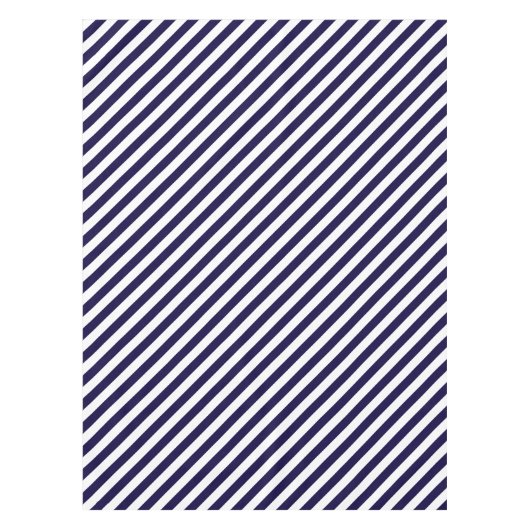 Marine Blauw Wit Strepen Patroon Modern Chique Tre Tafelkleed (Voorkant)