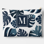 Marine Blauw & Wit Tropisch Monstera Blad Etui (Achterkant)