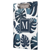 Marine Blauw & Wit Tropisch Monstera Blad Klembord (Links)
