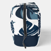 Marine Blauw & Wit Tropisch Monstera Blad Toilettasje (Rechts)