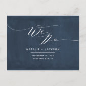 Marine blauw + wit we doen elegante bruiloft briefkaart (Voorkant)