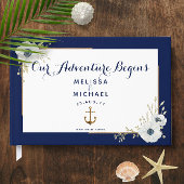 Marine Blauw & Witte Anemonen⚓ Nautische bruiloft Gastenboek