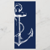Marine-blauw-witte anker-zeezijde bruiloft menu (Achterkant)