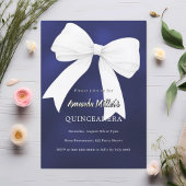 Marine blauw witte boog Quinceanera Kaart