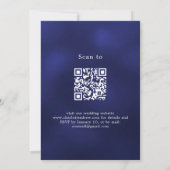 Marine blauw witte rozen kant QR code bruiloft Kaart (Achterkant)