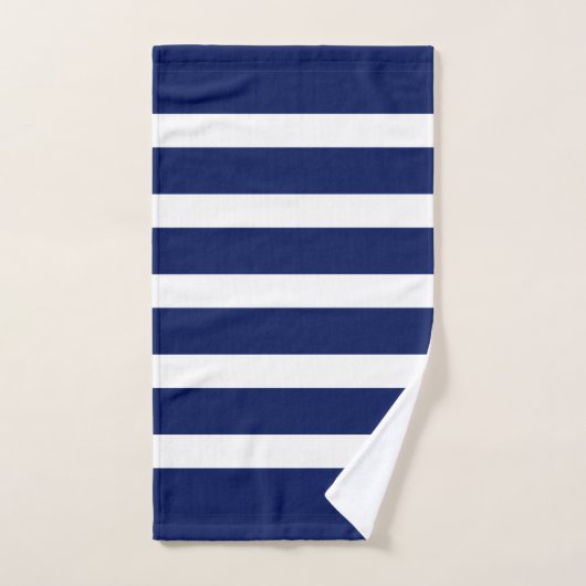Marine-Blauw & Witte Strepen Monogram Bad Handdoek (Handdoek)