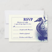 Marine blauw zeepaardje op ivoren zomerbruiloft RS RSVP Kaartje (Voorkant)
