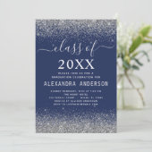 Marine Blauw Zilver Afstudeerfeest Klasse van 2024 Kaart (Staand voorkant)