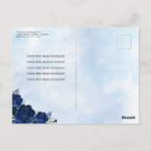 Marine Blauw Zilver Bloemen Prinses Quinceañera RS Briefkaart (Achterkant)