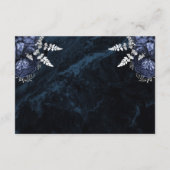 Marine Blauw Zilver Bloemen Script Trouwdetails Informatiekaartje (Achterkant)
