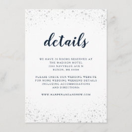 Marine Blauw Zilver Bruiloft Details Informatiekaartje