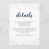 Marine Blauw Zilver Bruiloft Details Informatiekaartje (Voorkant)