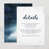 Marine Blauw Zilver Bruiloft Details Informatiekaartje (Voorkant / Achterkant)