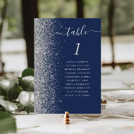 Marine Blauw Zilver Glitter Bruiloft Kaart