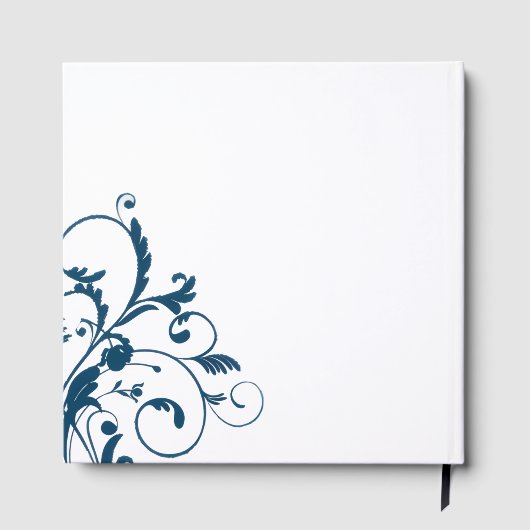 Marine Blauw Zilver/Grijs Bloei Gastboek Gastenboek (Achterkant)