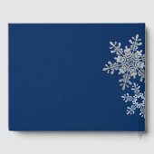 Marine Blauw Zilver Grijs Sneeuwvlok Winter Bruilo Gastenboek (Achterkant)