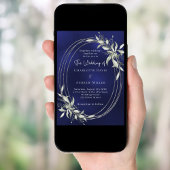 Marine blauw zilver groen bruiloft kaart