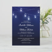 Marine Blauw & Zilver Mason Jar String Lights Brui Kaart (Staand voorkant)