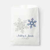Marine Blauw Zilver Sneeuwvlok Bruiloft Bedankzakje (Voorkant)