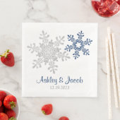 Marine Blauw Zilver Sneeuwvlok Bruiloft Servet (Insitu)