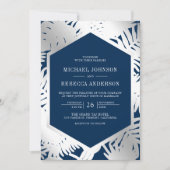 Marine Blauw Zilver Tropische Palm Alles in Een Hu Kaart (Voorkant)