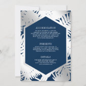 Marine Blauw Zilver Tropische Palm Alles in Een Hu Kaart (Achterkant)