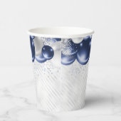 Marine Blauw Zilveren Ballon Glitter 90ste Verjaar Papieren Bekers (Rechts)
