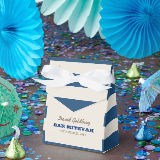 Marine Blauw & Zilveren Bar Mitswa Favor Box Bedankdoosjes (Feest)