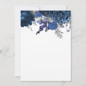 Marine Blauw Zilveren Bloemen 80ste Verjaardagsfee Kaart (Achterkant)