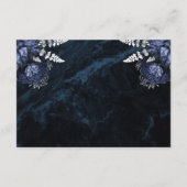 Marine Blauw Zilveren Bloemen Agaat Script Huwelij Informatiekaartje (Achterkant)