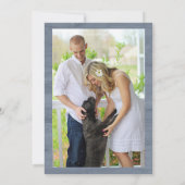 Marine Blauw Zilveren Bloemen Foto Save the Date (Achterkant)