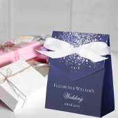 Marine blauw zilveren glitter bruiloft bedankdoosjes