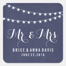 Marine Blauw Zomer String Licht Bruiloft Stickers