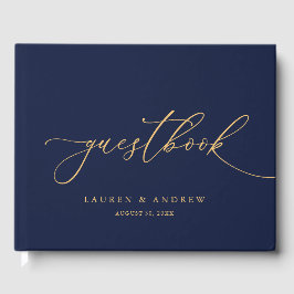 Marine Blauw & Zonnebloem Goud 1 Bruiloft Gastenbo Gastenboek