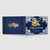 Marine Blauw Zonnebloem Hout Watering Can Wedding Gastenboek (Volledig)