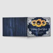 Marine Blauw Zonnebloem Rustiek Houten Kant Bruilo Gastenboek (Volledig)