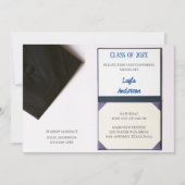 Marine Blauw/Zwart Graduation Cap Diploma Kaart (Voorkant)