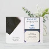 Marine Blauw/Zwart Graduation Cap Diploma Kaart (Staand voorkant)