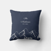 Marine Blauwe Bergdennenboom Familie Kussen (Achterkant)